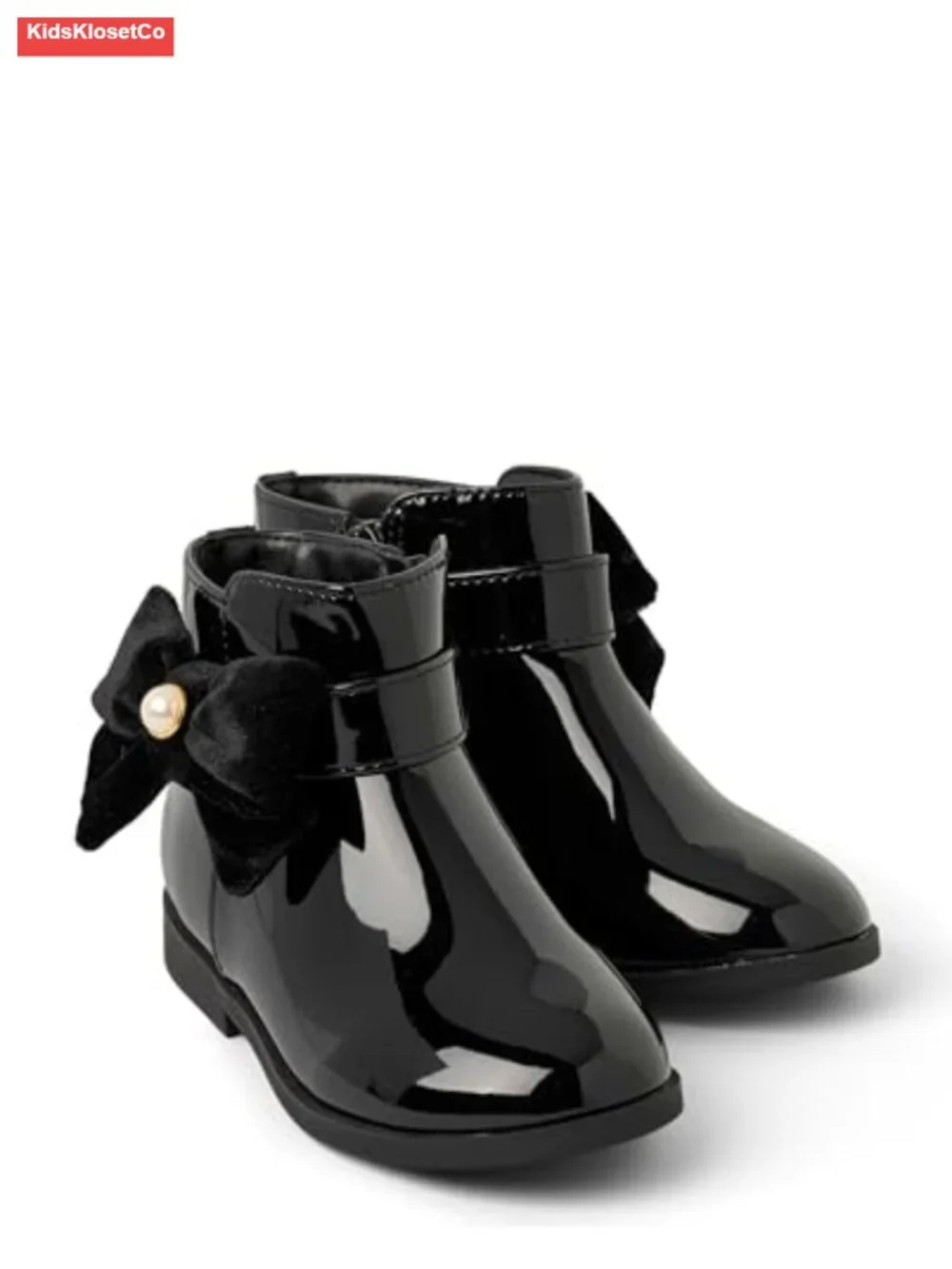 Toddler Girls Patent Faux Leather Ankle Boots with Bow